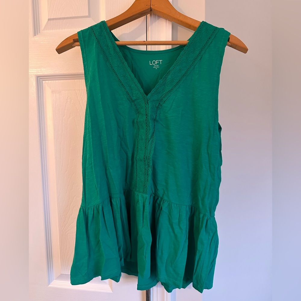 Loft green tank blouse, size medium